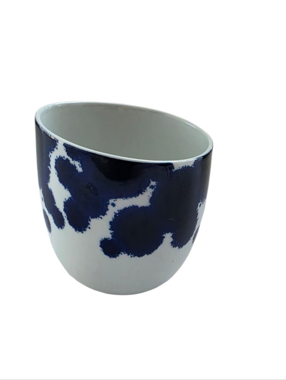 Paola Navone Designer Blue White Ceramic Vessels Made in Portugal Set of 2 - Picture 4 of 6